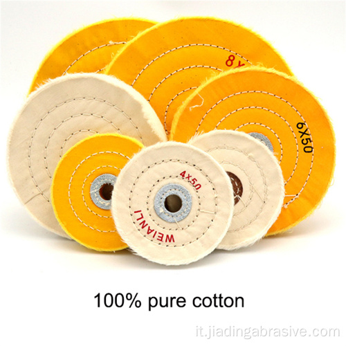 dischi abrasivi in ​​cotone giallo rotonde ruote in tela